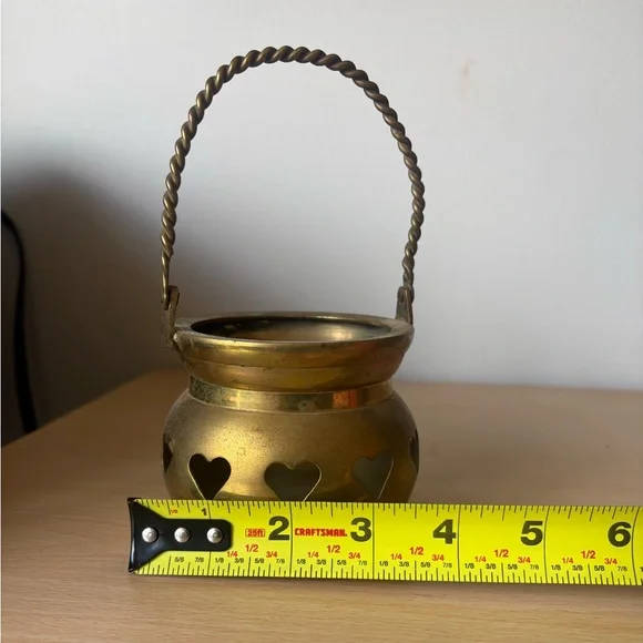3 / $50 Vintage Brass Heart Lantern Candle Holder – Romantic Rustic Decor - Picture 2 of 6
